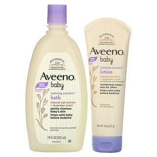 Aveeno, 婴儿，舒缓舒适沐浴露 + 乳液套装，薰衣花草和香草，2 件套