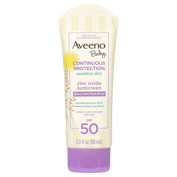 Aveeno, 嬰兒，氧化鋅抗曬霜，SPF 50，無香，3 液量盎司（88 毫升）