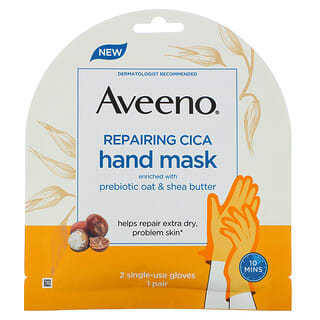 Aveeno, ماسك Cica لإصلاح اليدين، قفازين للاستخدام مرة واحدة