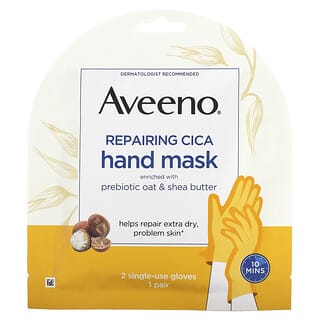 Aveeno, Masque réparateur pour les mains Cica, 2 gants à usage unique