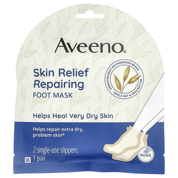 Aveeno, 스킨 릴리프 리페어링 풋 마스크, 향료 무함유, 1쌍