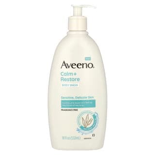 Aveeno, Calm + Restore Body Wash, Fragrance Free, 18 fl oz (532 ml)