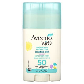Aveeno, Kids, Sensitive Skin Sunscreen Stick, SPF 50, Fragrance-Free, 1.5 oz (42 g)
