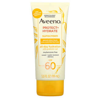 Aveeno, الحماية + الترطيب، واقي شمسي، عامل حماية من الشمس 60، 3 أونصة سائلة (88 مل)