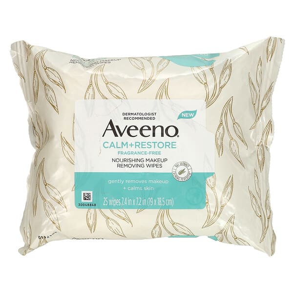 Aveeno, 舒緩修復，滋養卸妝濕巾，無香味，25 片濕巾