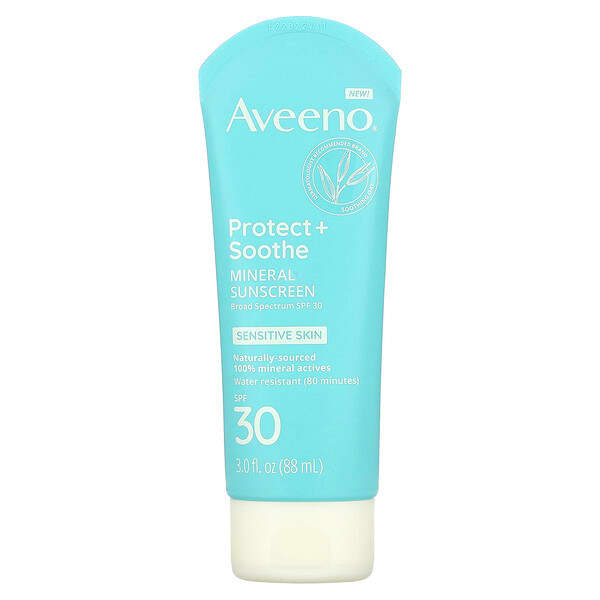 Aveeno, プロテクト＋スーズ ミネラルサンスクリーン、SPF数値30、88ml（3液量オンス）