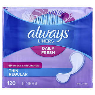 Always, Thin Daily Liners, Unscented, 120 Liners