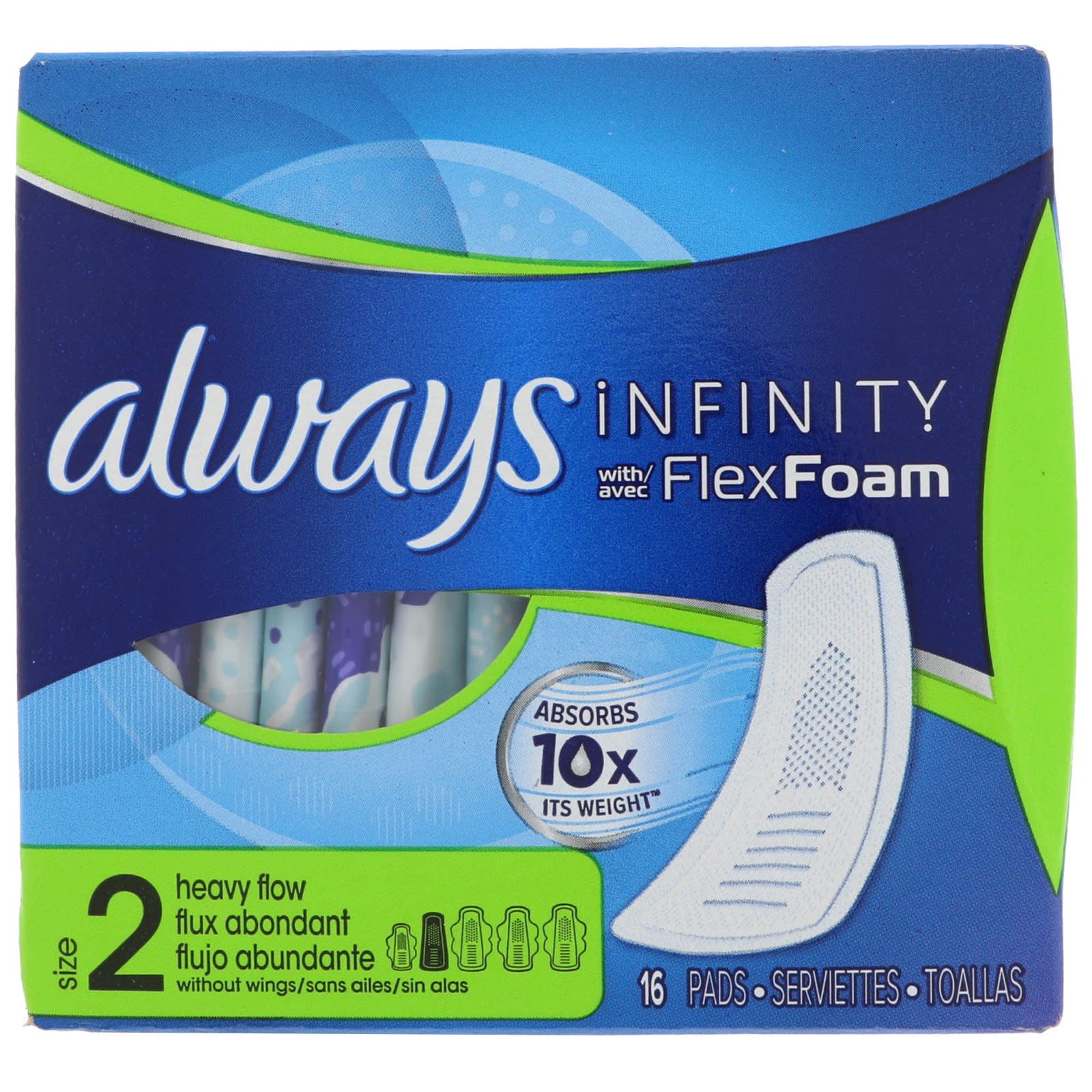 Infinity Flex Foam, Размер 2, Интенсивное впитывание, 16 прокладок