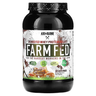 Axe & Sledge Supplements, Alimentado en granjas, Aislado de proteína de suero de leche proveniente de animales alimentados con pasturas, Caramelo salado`` 840 g (29,63 oz)