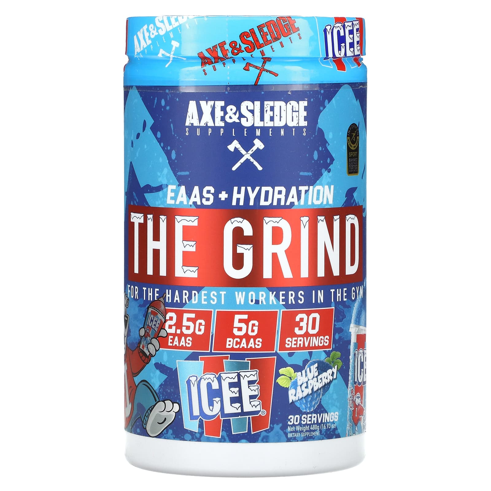 Axe And Sledge Supplements The Grind Eaas Hydration Icee Blue Raspberry 1693 Oz 480 G 0200