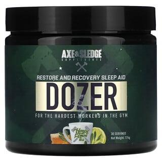 Axe & Sledge Supplements, Dozer（ドーザー）、Restore and Recovery（リストアアンドリカバリー）の睡眠サポート、ハニーレモンティー、174g