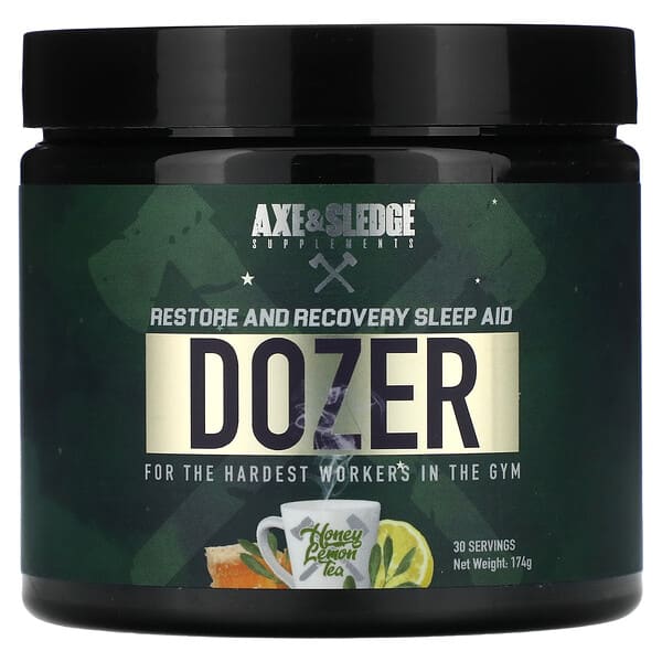 Axe &amp; Sledge Supplements, Dozer，修復和修復睡眠援助，蜂蜜檸檬茶，174 克