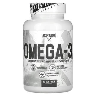 Axe & Sledge Supplements, Basics, Omega-3, Natural Lemon, 90 Softgels