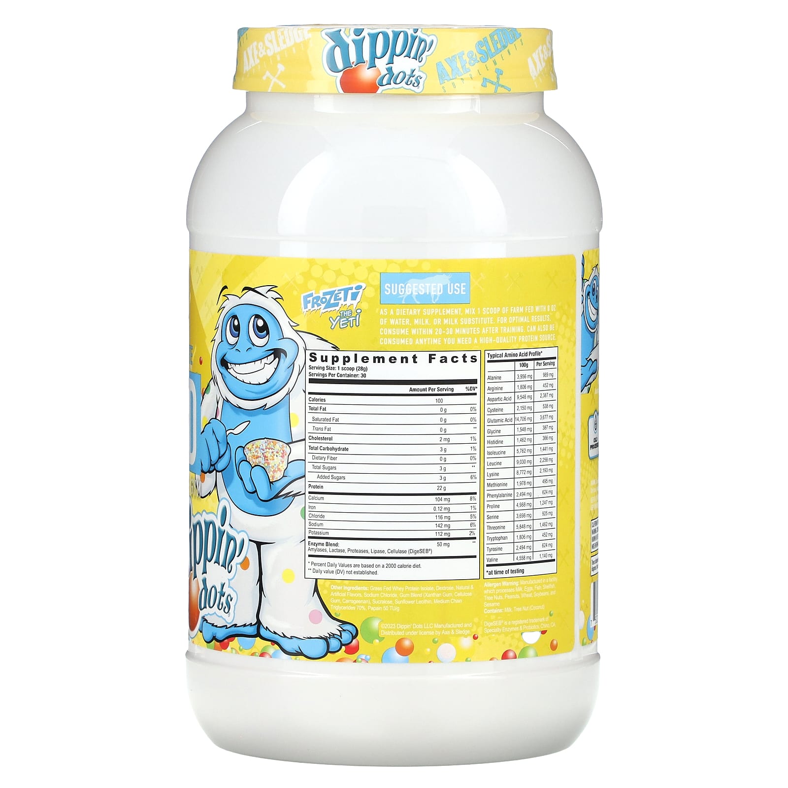 Axe & Sledge Supplements, Farm Fed, Grass Fed Whey Protein Isolate, Dippin' Dots Banana Split