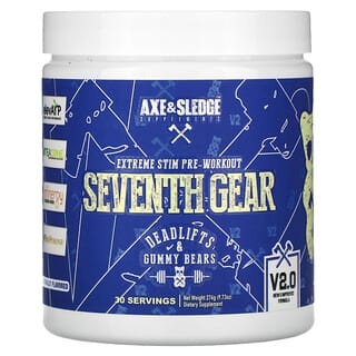 Axe & Sledge Supplements, Seventh Gear, Extreme Stim Pre-Workout, Deadlifts & Gummy Bears , 9.73 oz (276 g)