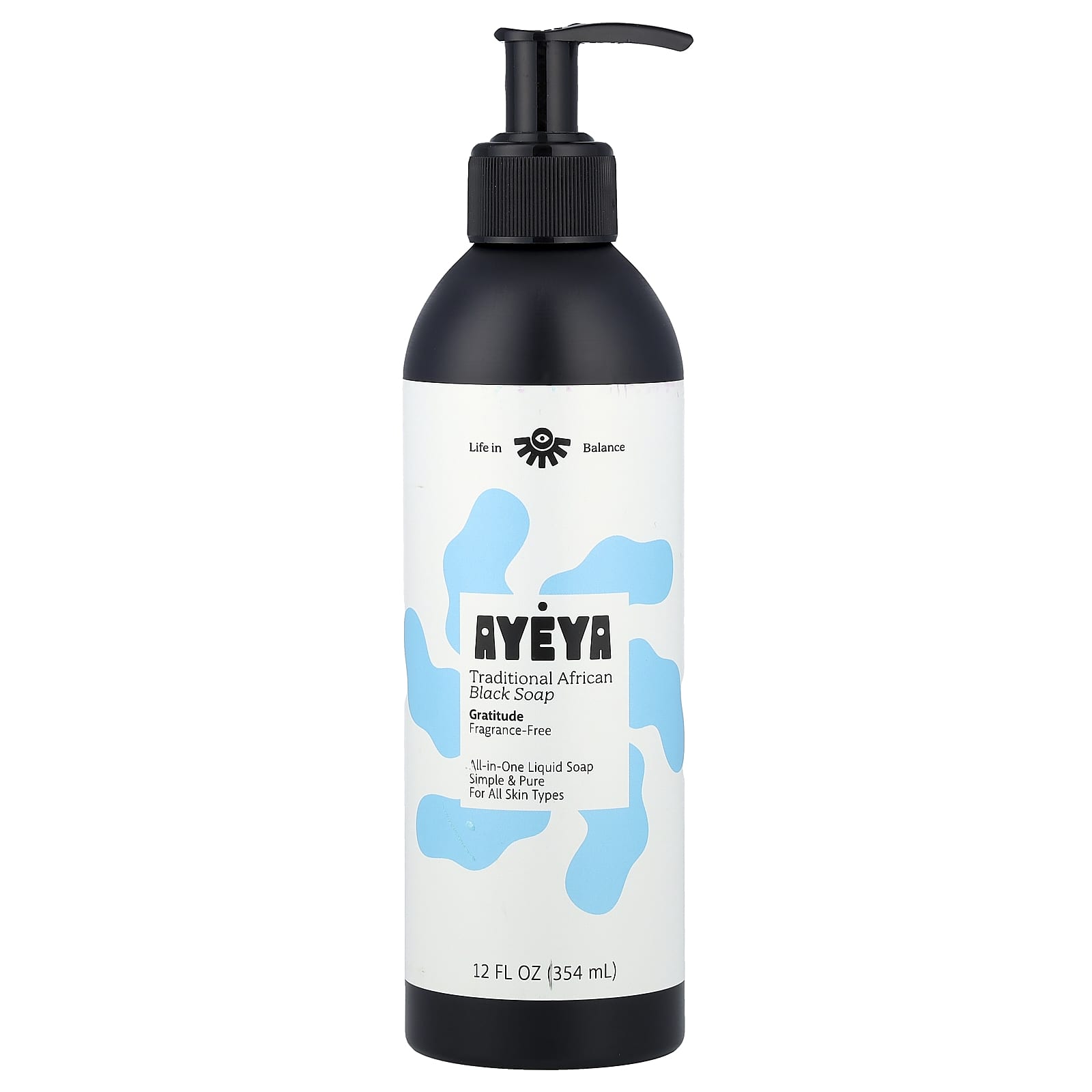 Ayeya, традиционное африканское черное мыло, для всех типов кожи, без отдушек, 354 мл (12 жидк. унций)