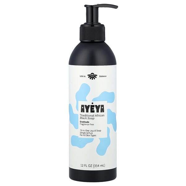 Ayeya, 전통 아프리카 블랙 비누, 모든 피부 타입용, 향료 무함유, 354ml(12fl oz)