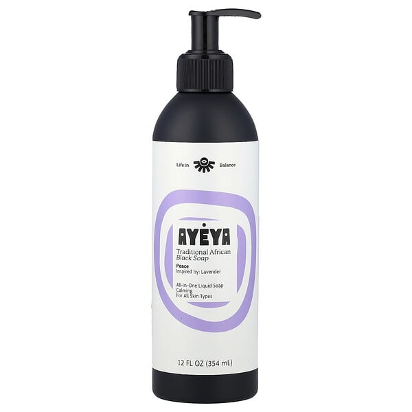 Ayeya, 전통 아프리카 블랙 비누, 모든 피부용, 라벤더, 354ml(12fl oz)