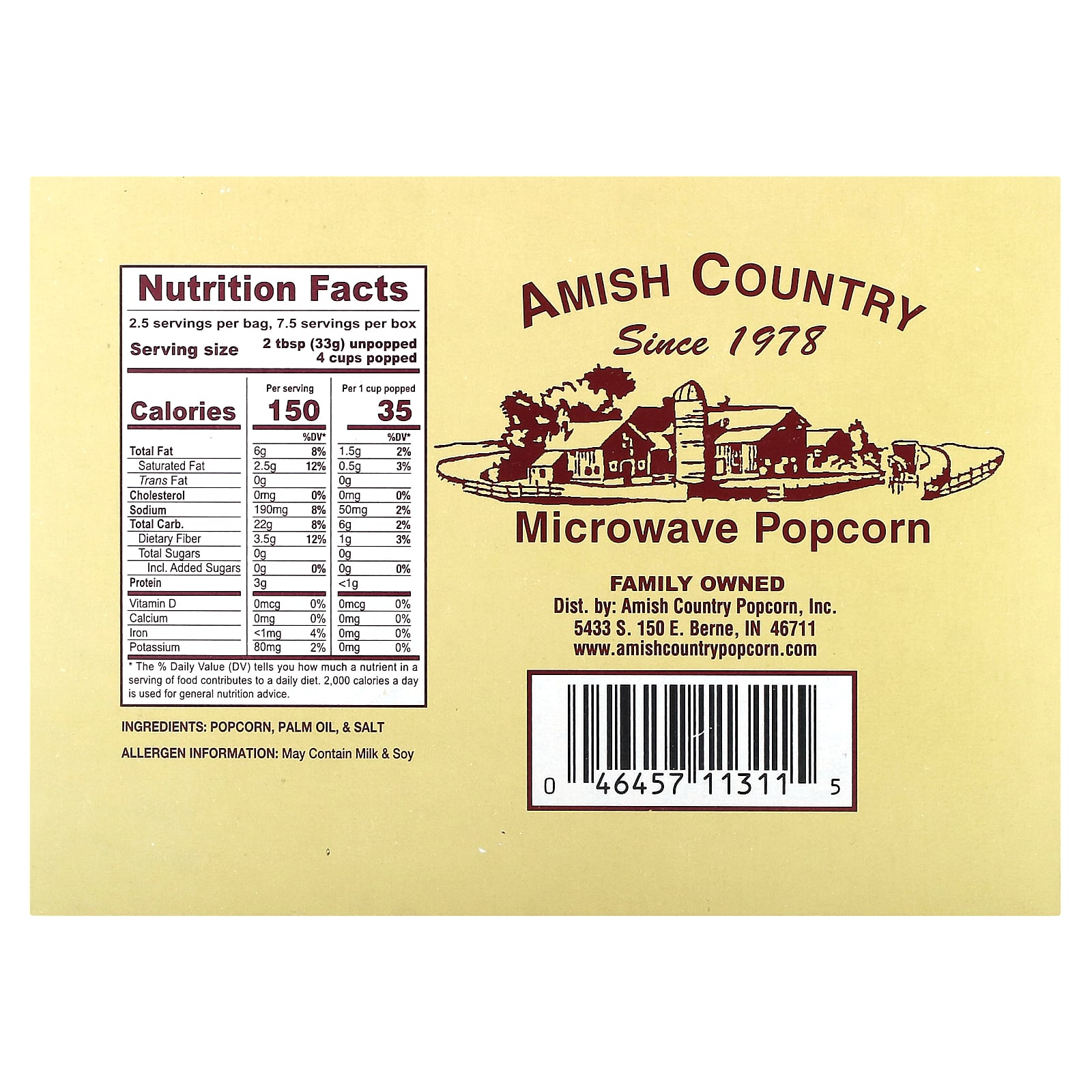 Amish Country Popcorn, Microwave Popcorn, Lite Natural, 3 Bags, 3 oz ...