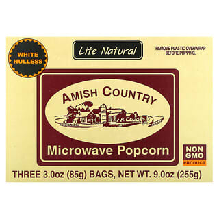 Amish Country Popcorn, Palomitas de maíz para microondas, Lite Natural`` 3 bolsas de 85 g (3 oz) cada una