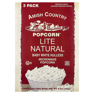 Amish Country Popcorn, попкорн для микроволновой печи, натуральный вкус, 3 пакетика по 85 г (3 унции)