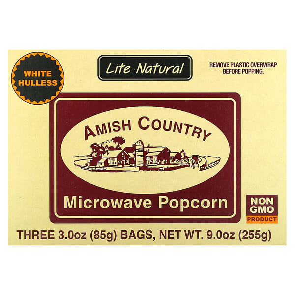 Amish Country Popcorn, Microwave Popcorn, Lite Natural, 3 Bags, 3 oz ...