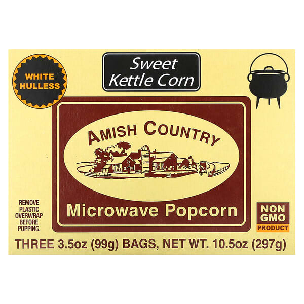 Amish Country Popcorn, 微波爆米花，甜爆米花，3 袋，每袋 3.5 盎司（99 克）
