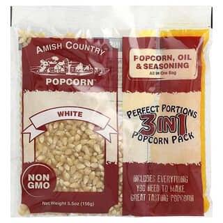 Amish Country Popcorn, Perfect Portions 3 合 1 爆米花，中白無殼，5.5 盎司（156 克）