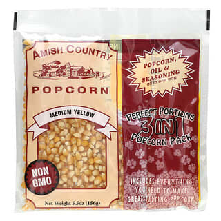 Amish Country Popcorn, Paquete de palomitas de maíz 3 en 1 Perfect Portions, Amarillo medio`` 156 g (5,5 oz)