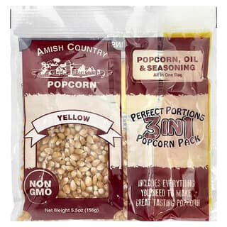 Amish Country Popcorn, 퍼펙트 포션스 3 in 1 팝콘 팩, 옐로우, 156g(5.5oz)