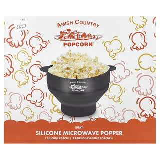 Amish Country Popcorn, Siliconen magnetron popcorn popper, grijs, 4 stuks