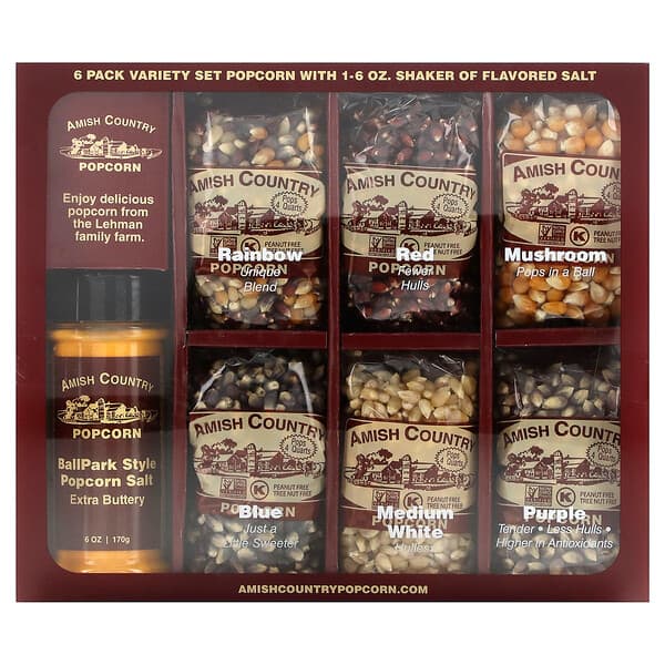 Amish Country Popcorn‏, مجموعة متنوعة من الفشار مع شاكر بنكهة الملح ، 7 قطع