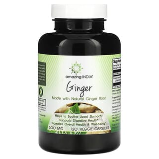Amazing India, Gingembre, 500 mg, 120 capsules végétariennes