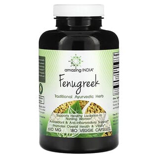 Amazing India, Fenogreco, 610 mg, 180 cápsulas vegetales