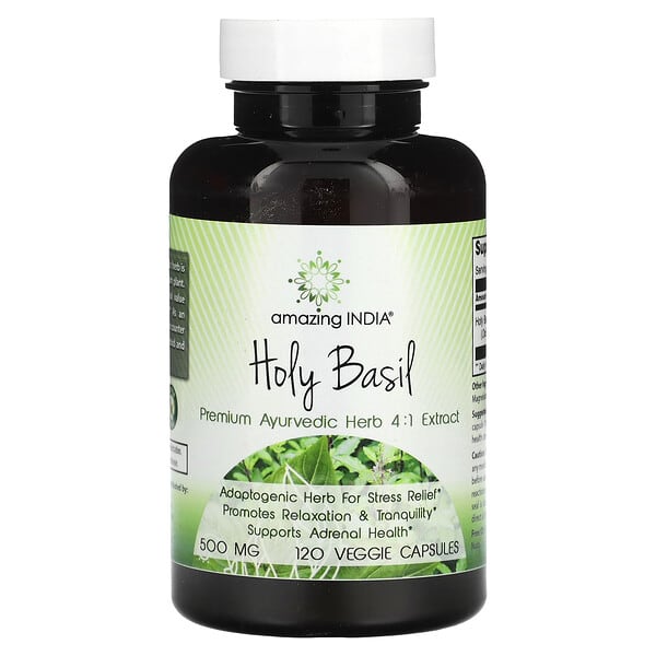 Amazing India, 홀리 바질, 베지 캡슐 120정(캡슐 1정당 500mg)