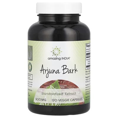 Amazing India, Terminalia Arjuna Bark, Standardized Extract, 500 mg, 120 Vegetarian Capsules