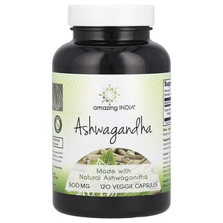 Amazing India, Ashwagandha, 500 mg, 120 capsules végétariennes