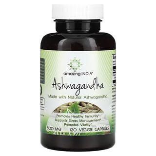 Amazing India, Ашваганда, 500 мг, 120 растительных капсул