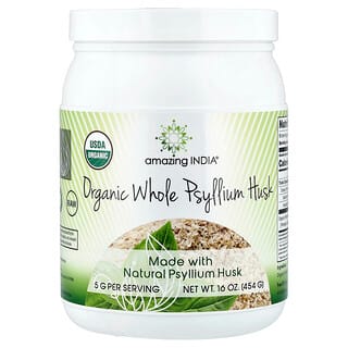 Amazing India, Ekologiczna, pełna łuska psyllium, 454 g