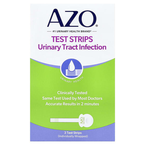 Azo, Test Strips®, Test d'infection des voies urinaires, 3 bandelettes d'auto-test
