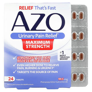 Azo (أزو)‏, Urinary Pain Relief, Maximum Strength، عبوة من 24 قرص