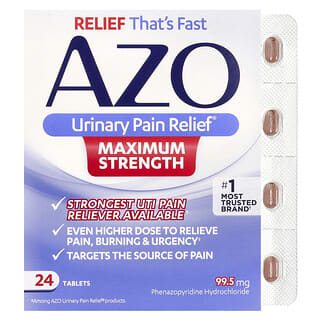 أزو‏, Urinary Pain Relief, Maximum Strength، عبوة من 24 قرص