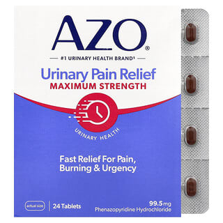 AZO, Urinary Pain Relief®, Maximum Strength, 99.5 mg , 24 Tablets