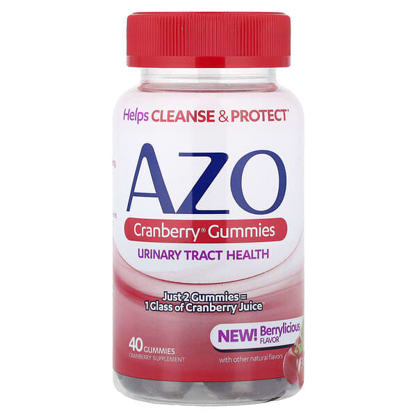 AZO, 蔓越莓®軟糖，漿果味，40 粒（每粒 250 毫克）