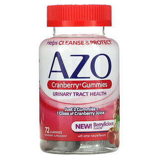 Azo, жевательные таблетки с клюквой, ягодный вкус, 72 жевательные таблетки