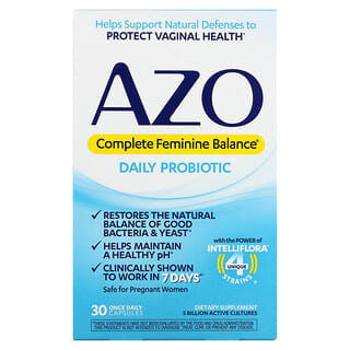 Azo, Complete Feminine Balance, Probiótico diario, 30 cápsulas de una vez por día