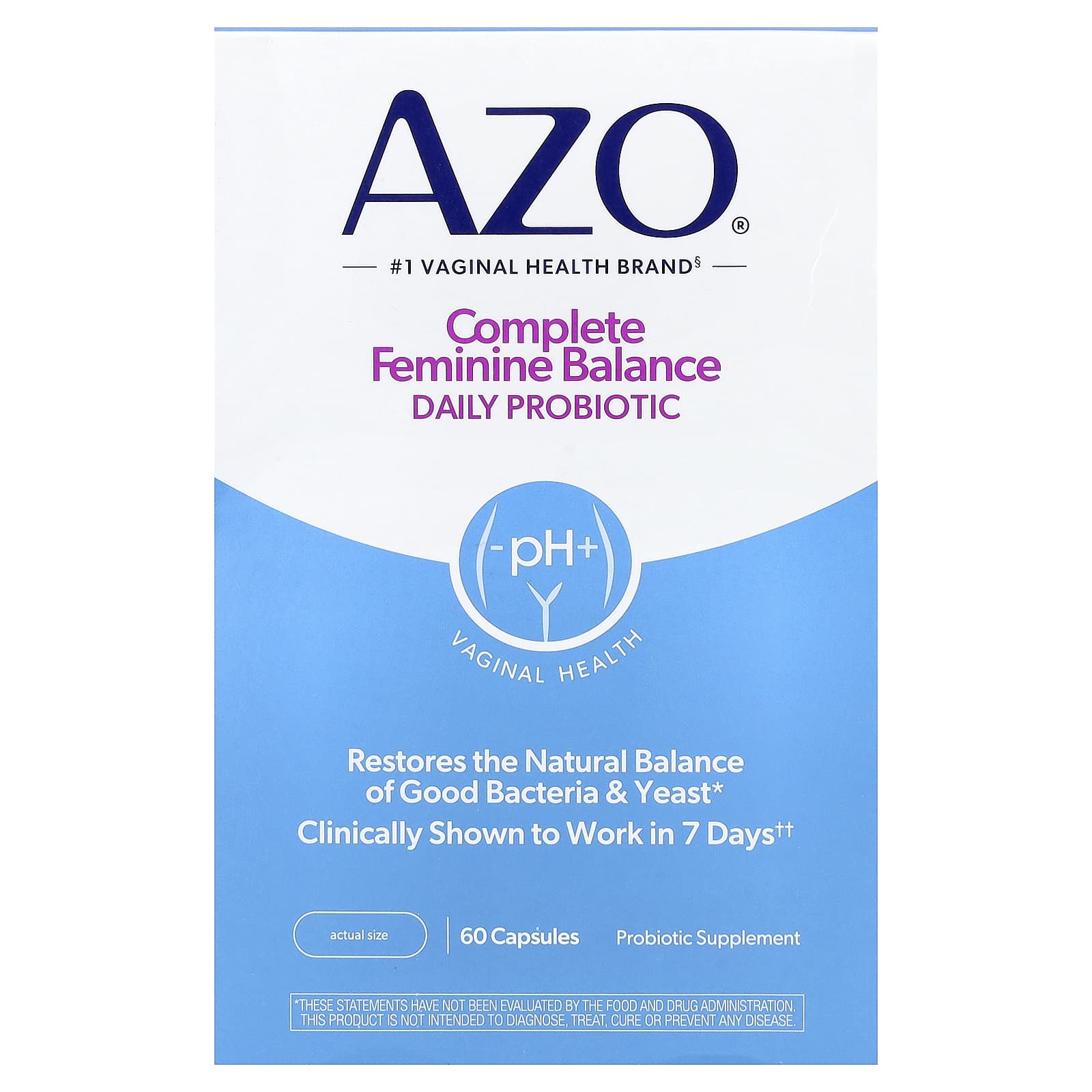 AZO Complete Feminine Balance, Daily Probiotic – 60 gélules de AZO