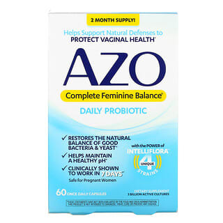 Azo, Complete Feminine Balance, tägliches Probiotikum, 5 Milliarden aktive Kulturen, 60 Kapseln einmal täglich