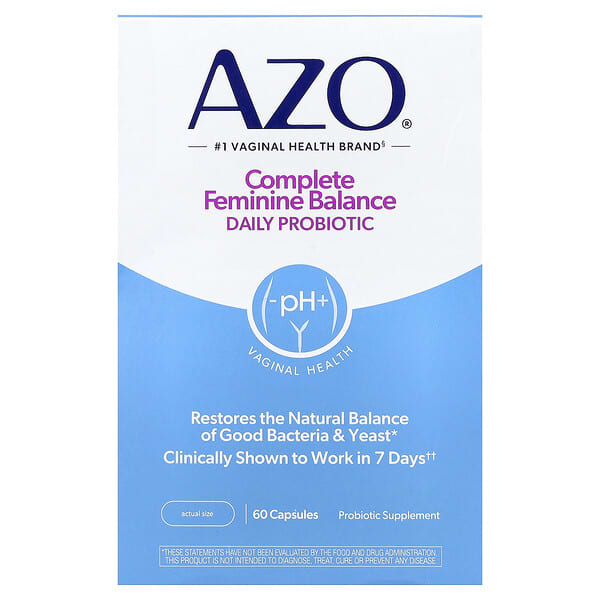 AZO, Complete Feminine Balance, Daily Probiotic, 60 Capsules — product photo 1