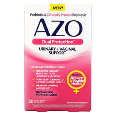 Azo (أزو)‏, حماية مزدوجة ، داعم للبول + المهبل ، 30 كبسولة مرة واحدة يوميًا